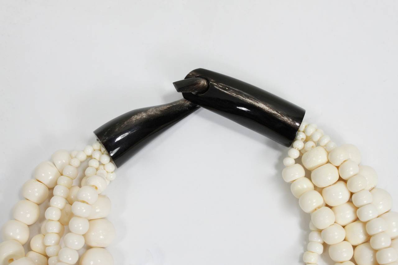Women's Monies Ecru Multi-Strand Beaded Choker Necklace For Sale