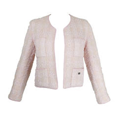 Chanel Blush Pink Houndstooth Bouclé Jacket