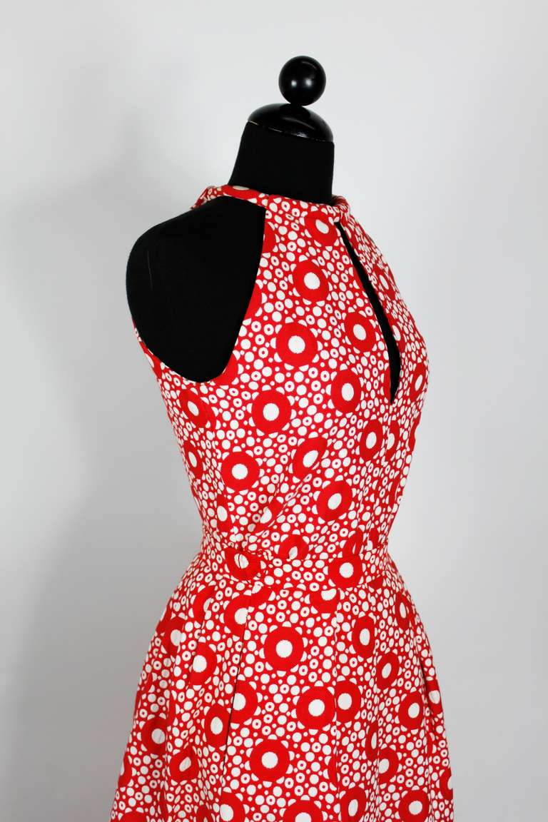 Women's 1960s Pierre Cardin Red and White Graphic Ensemble