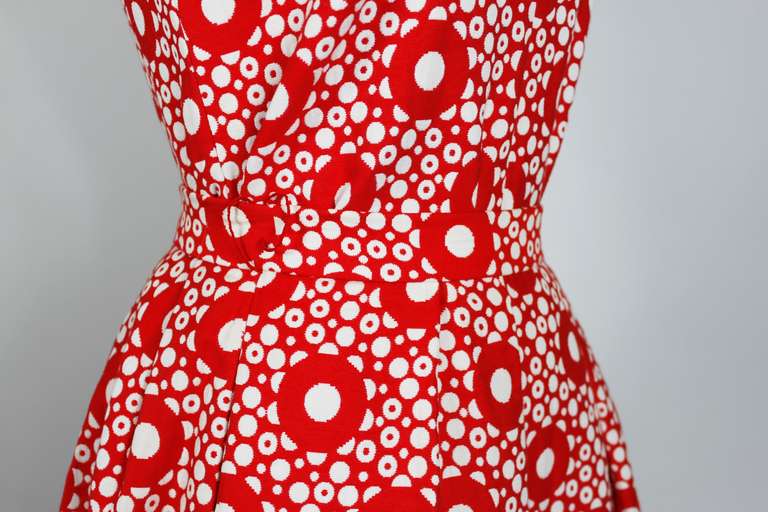1960s Pierre Cardin Red and White Graphic Ensemble 1