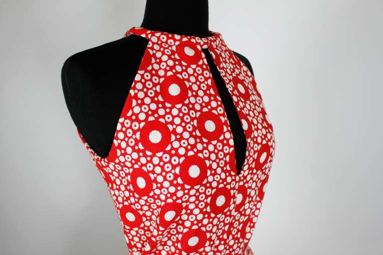 1960s Pierre Cardin Red and White Graphic Ensemble 2