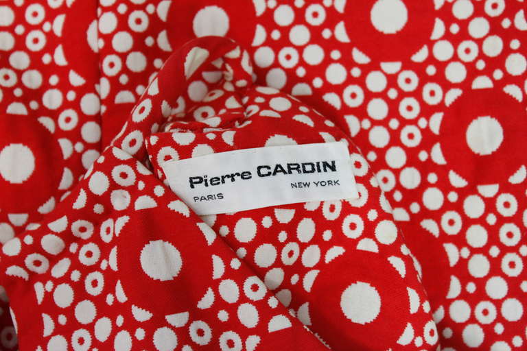 1960s Pierre Cardin Red and White Graphic Ensemble 5