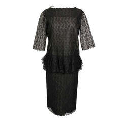 Christian Dior London Black Lace Strapless Dress with Overblouse 6