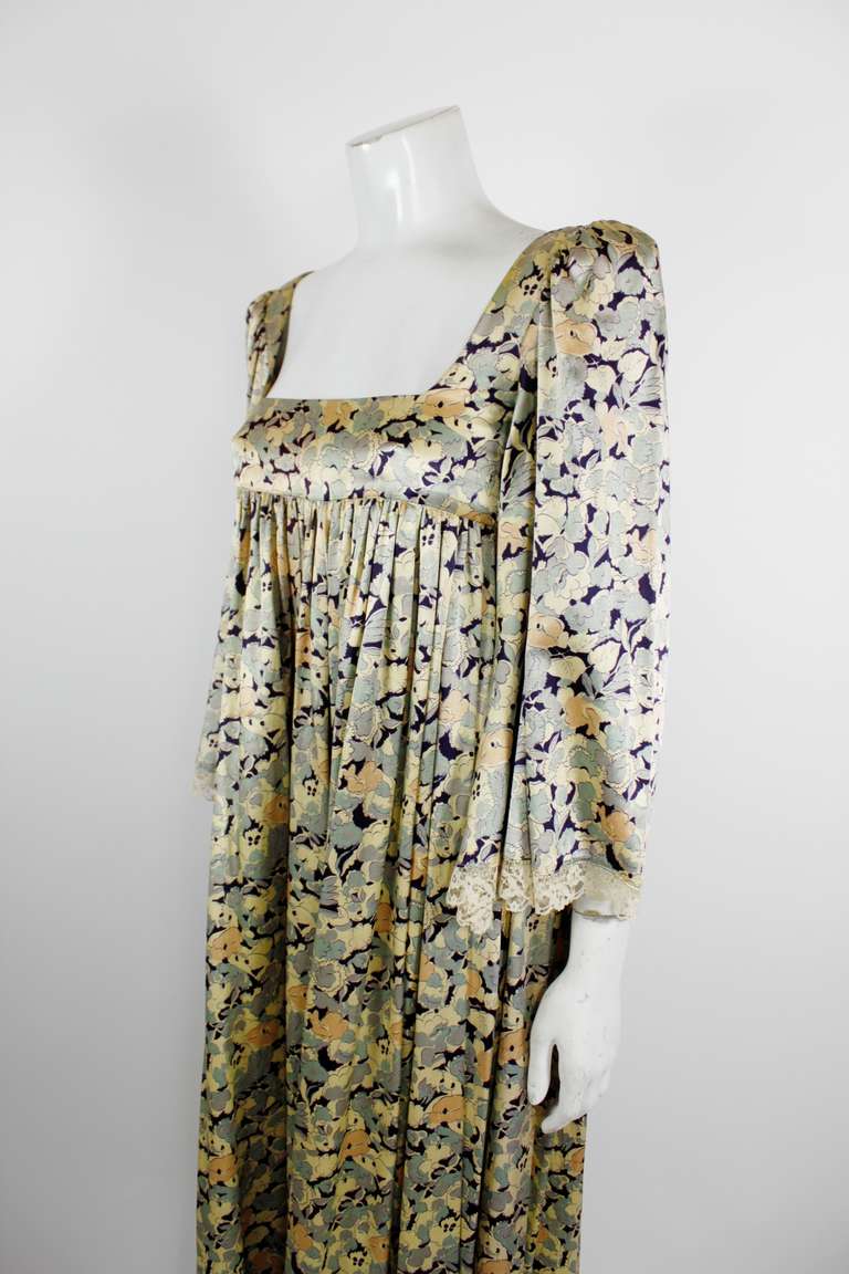 BIBA Floral Peasant Dress with Bell Sleeves In Excellent Condition In Los Angeles, CA