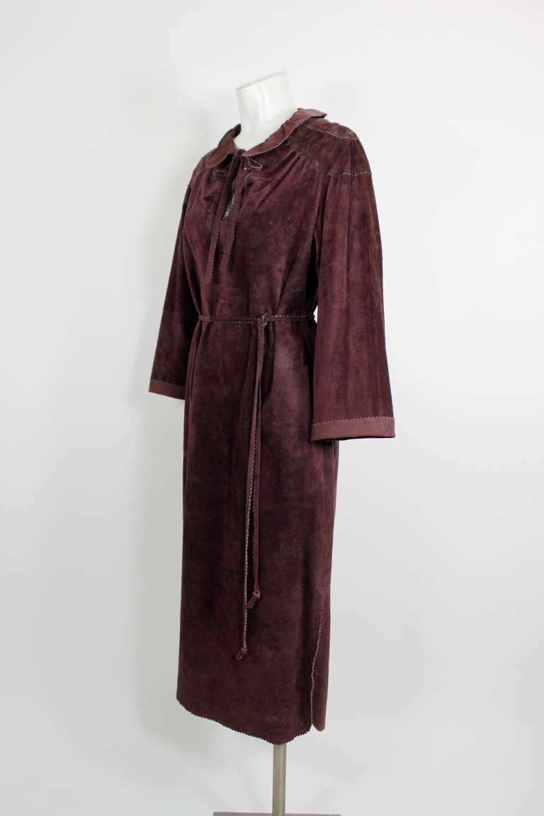 1970s Stephen Burrows Mauve Suede Dress with Belt In Good Condition In Los Angeles, CA