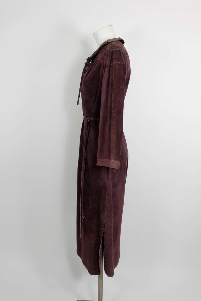 1970s Stephen Burrows Mauve Suede Dress with Belt 1