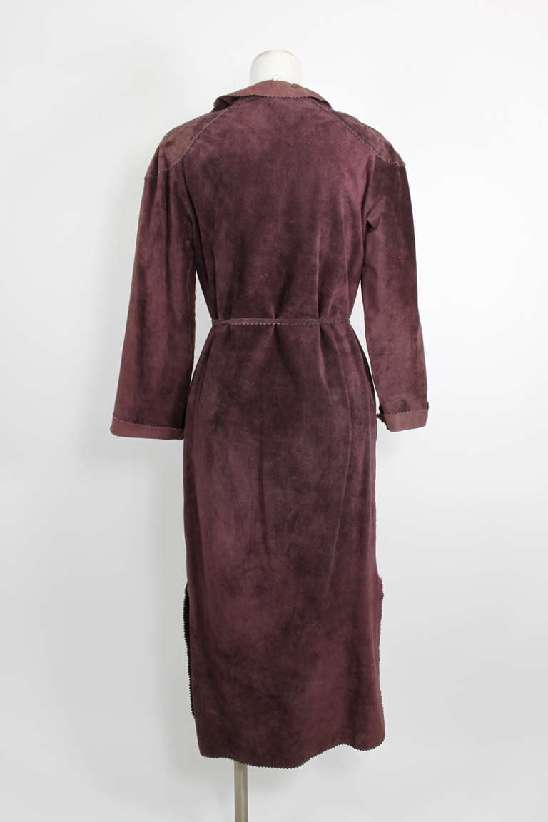 1970s Stephen Burrows Mauve Suede Dress with Belt 2