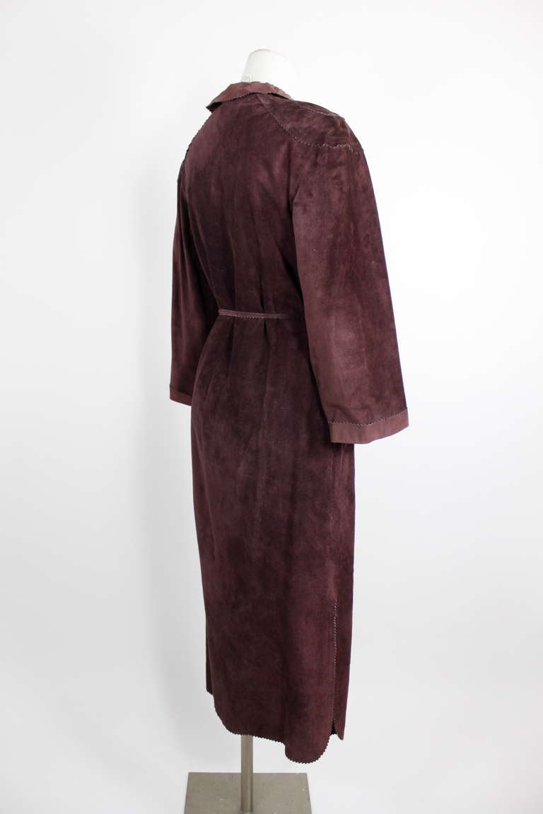 1970s Stephen Burrows Mauve Suede Dress with Belt 3