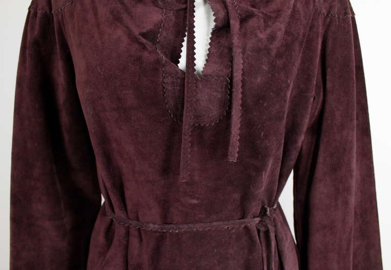 1970s Stephen Burrows Mauve Suede Dress with Belt 6