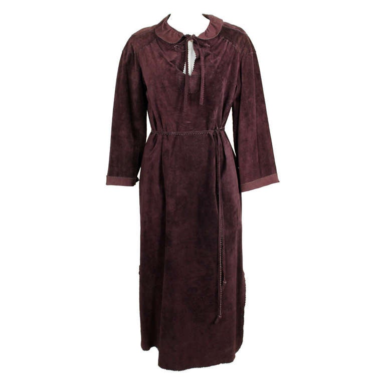 1970s Stephen Burrows Mauve Suede Dress with Belt