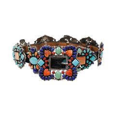 Vintage 1980s Native American Inspired Concho Belt