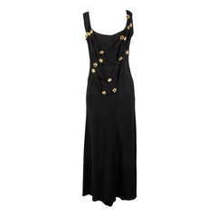 Christian Lacroix 1990s Black Evening Gown with Gold Baubles