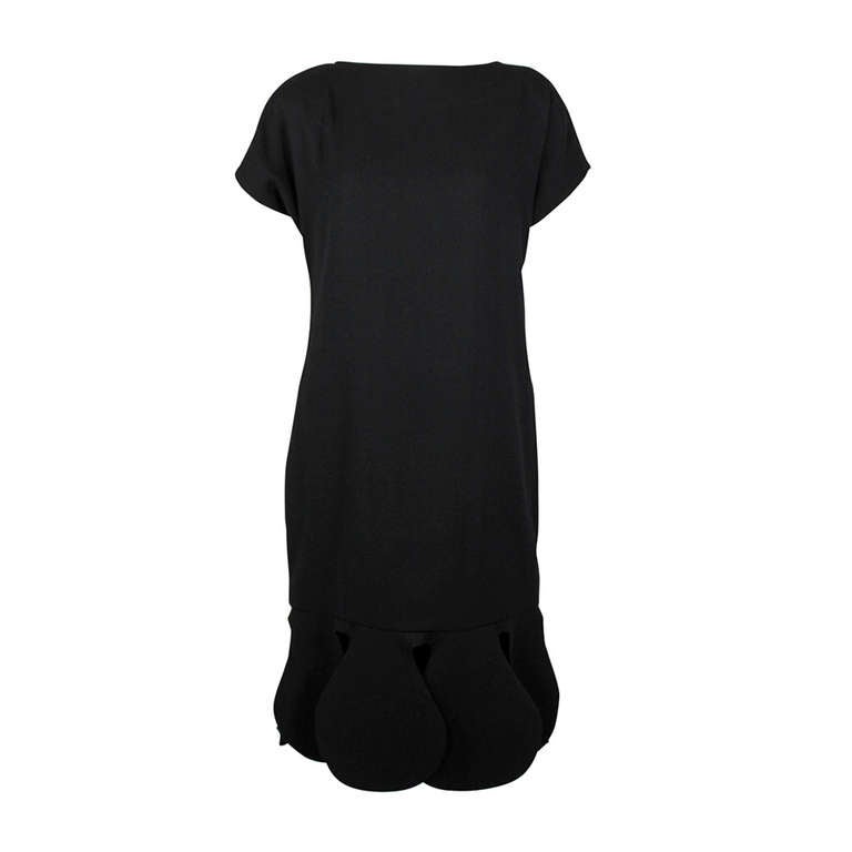 Pierre Cardin 1960s Black Piqué Teardrop Dress For Sale
