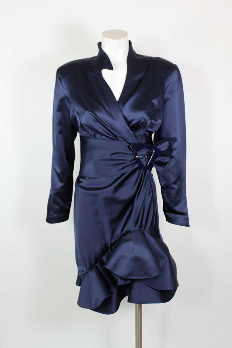 Thierry Mugler Midnight Blue Party Dress with Belt