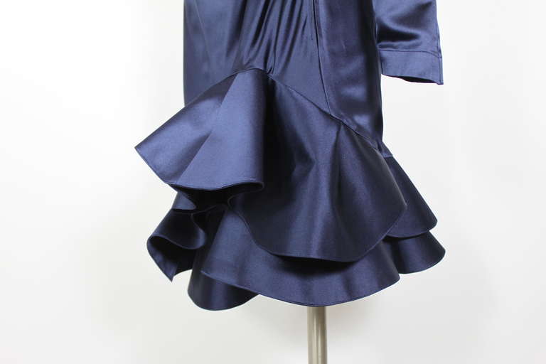 Mugler 1980s Midnight Blue Party Dress with Belt In Excellent Condition For Sale In Los Angeles, CA