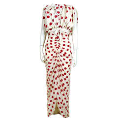 Arnold Scaasi Red Silk Polka Dot Gown w/ Jacket