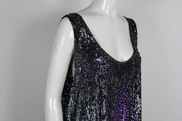 1920s Dazzling Purple and Black Ombré Party Dress with Scalloped Hem For Sale 1