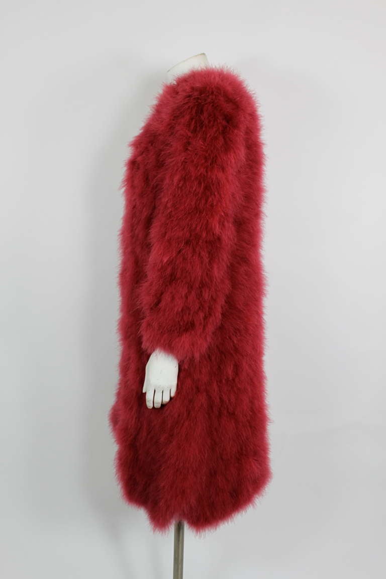 Red Elizabeth Arden Strawberry Pink Marabou Coat