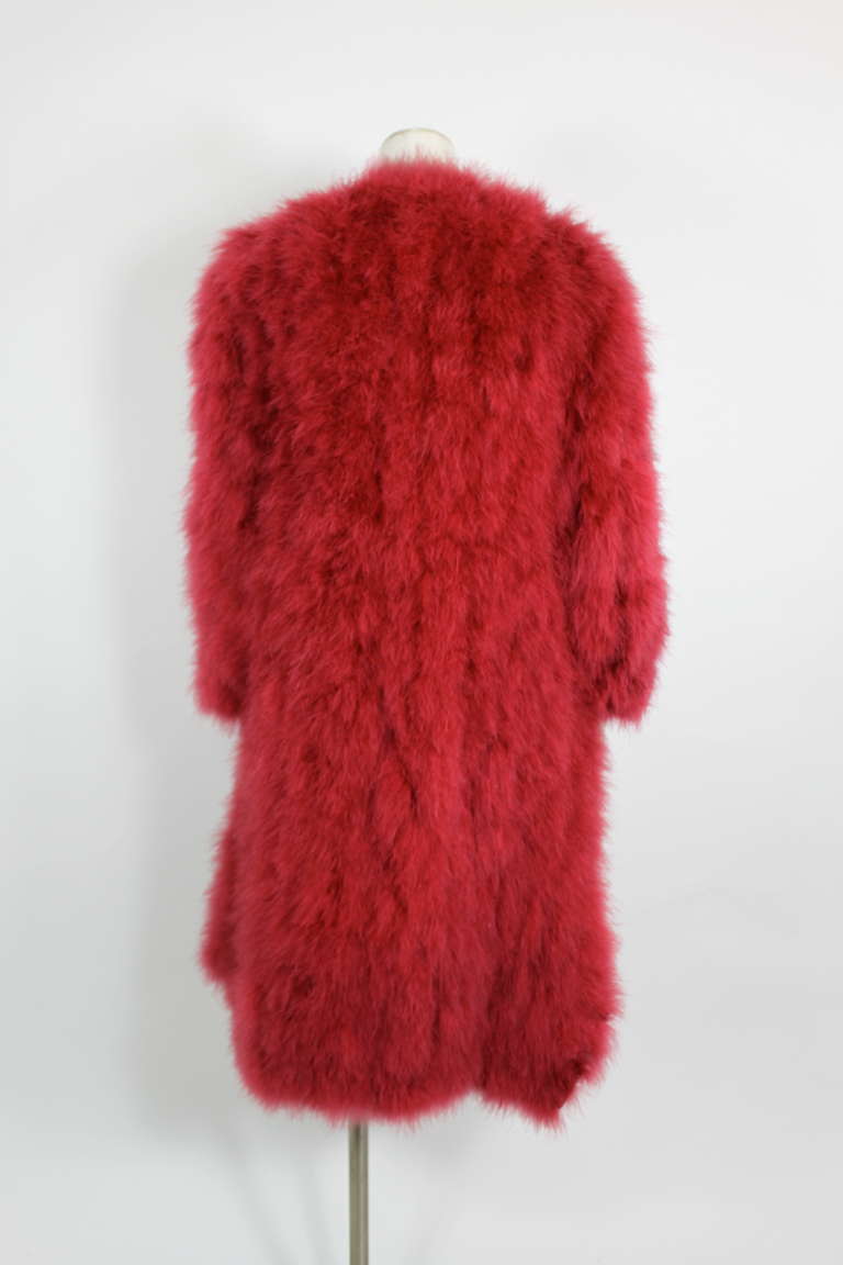 Elizabeth Arden Strawberry Pink Marabou Coat In Excellent Condition In Los Angeles, CA