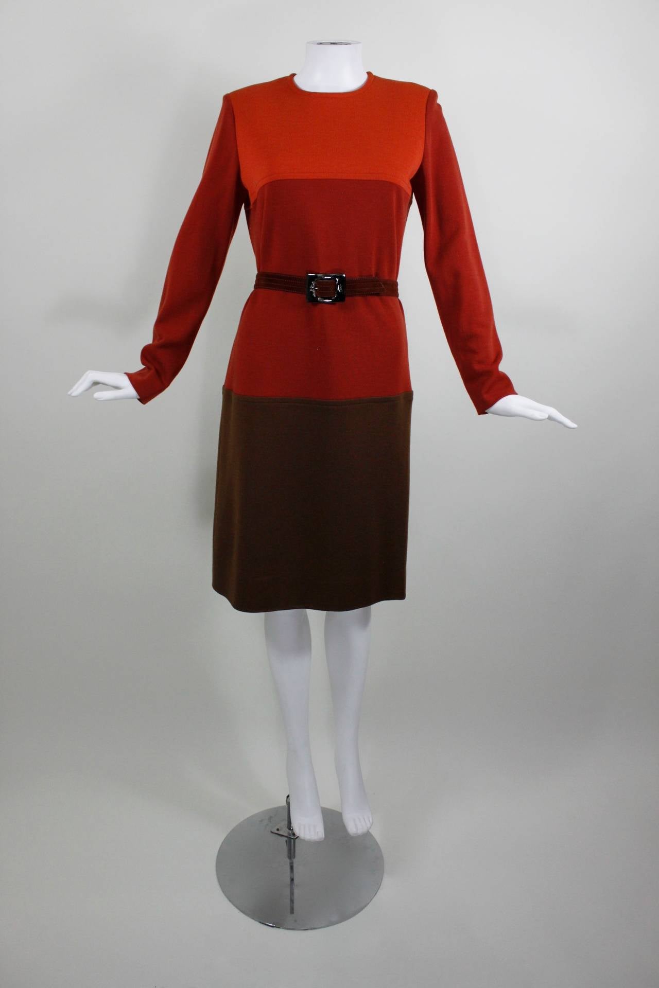 1980s Yves Saint Laurent Wool Colorblock Ensemble In New Condition In Los Angeles, CA
