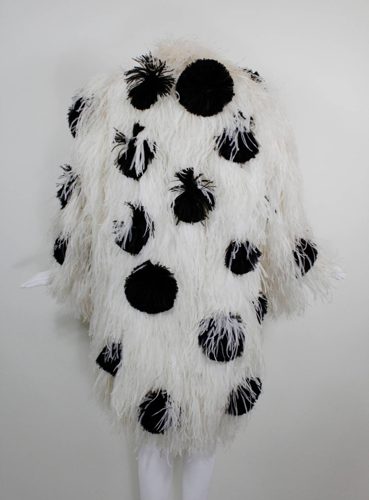 Women's 1980s Bill Blass Polka Dot Ostrich Feather Coat