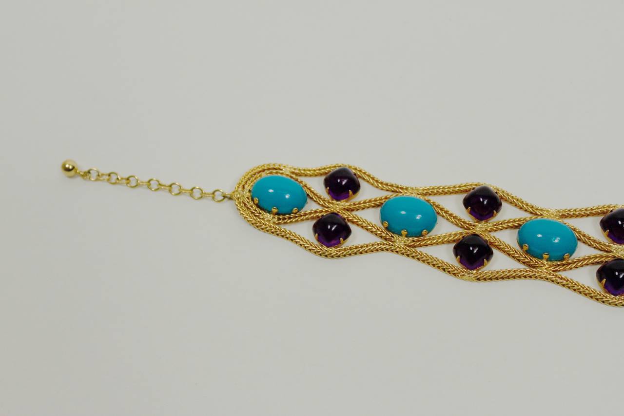 1960s KJL Goldtone Jeweled Choker Necklace 2