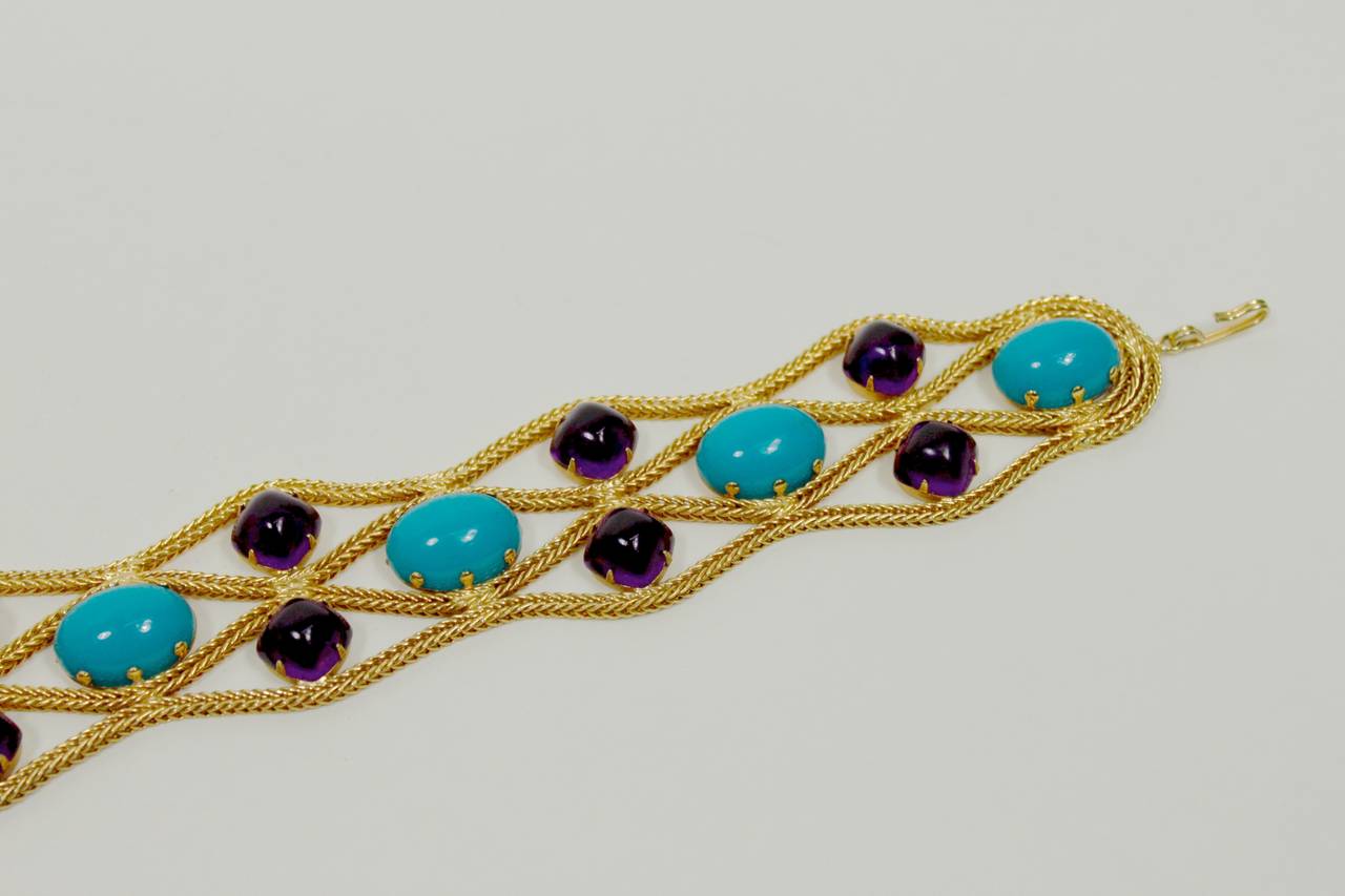 1960s KJL Goldtone Jeweled Choker Necklace 1