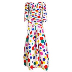 Arnold Scaasi 80s Rainbow Polka Dot Gown