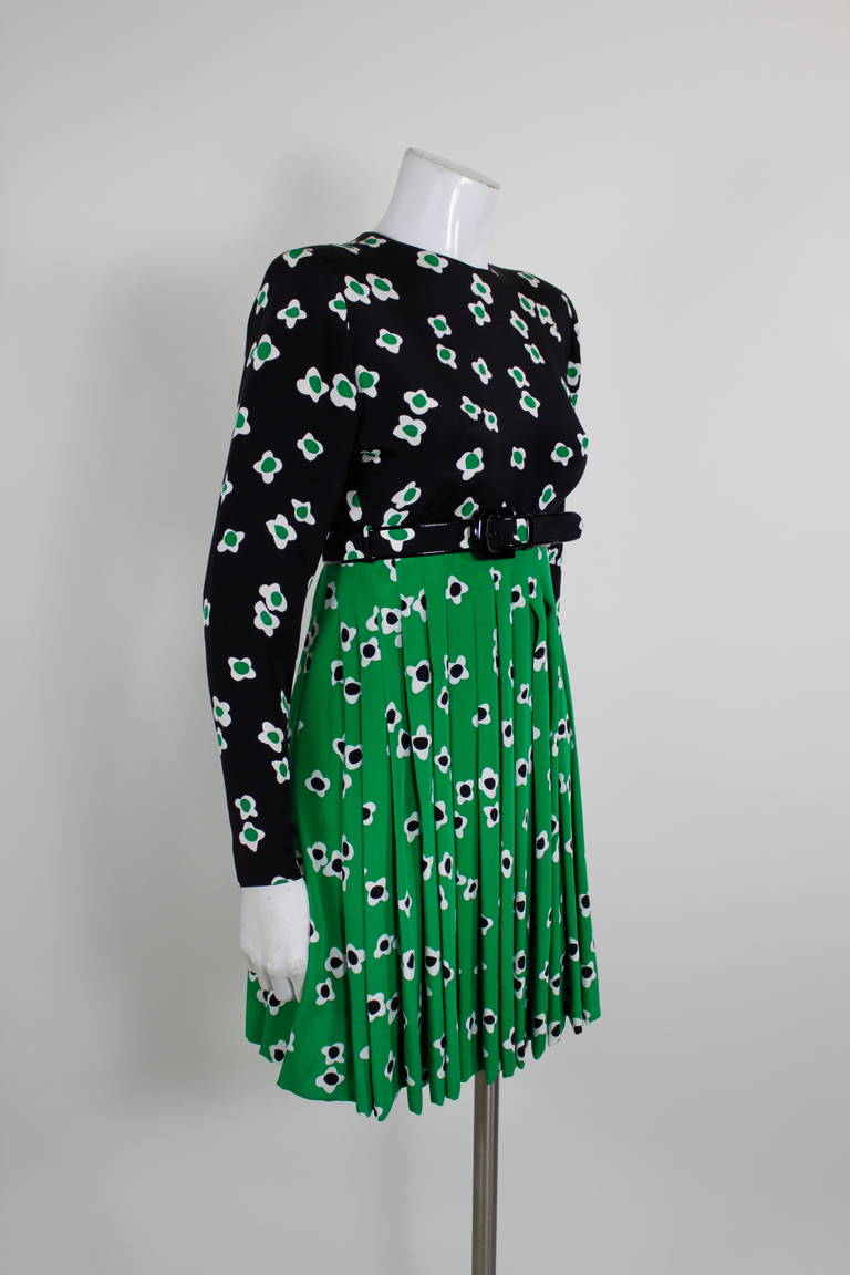 1980s Galanos Graphic Floral Party Dress with Jacket In Excellent Condition In Los Angeles, CA