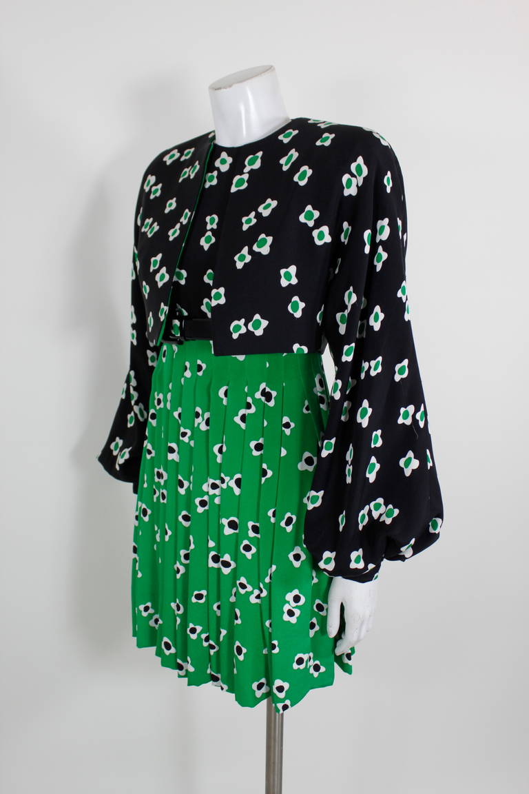 1980s Galanos Graphic Floral Party Dress with Jacket 4