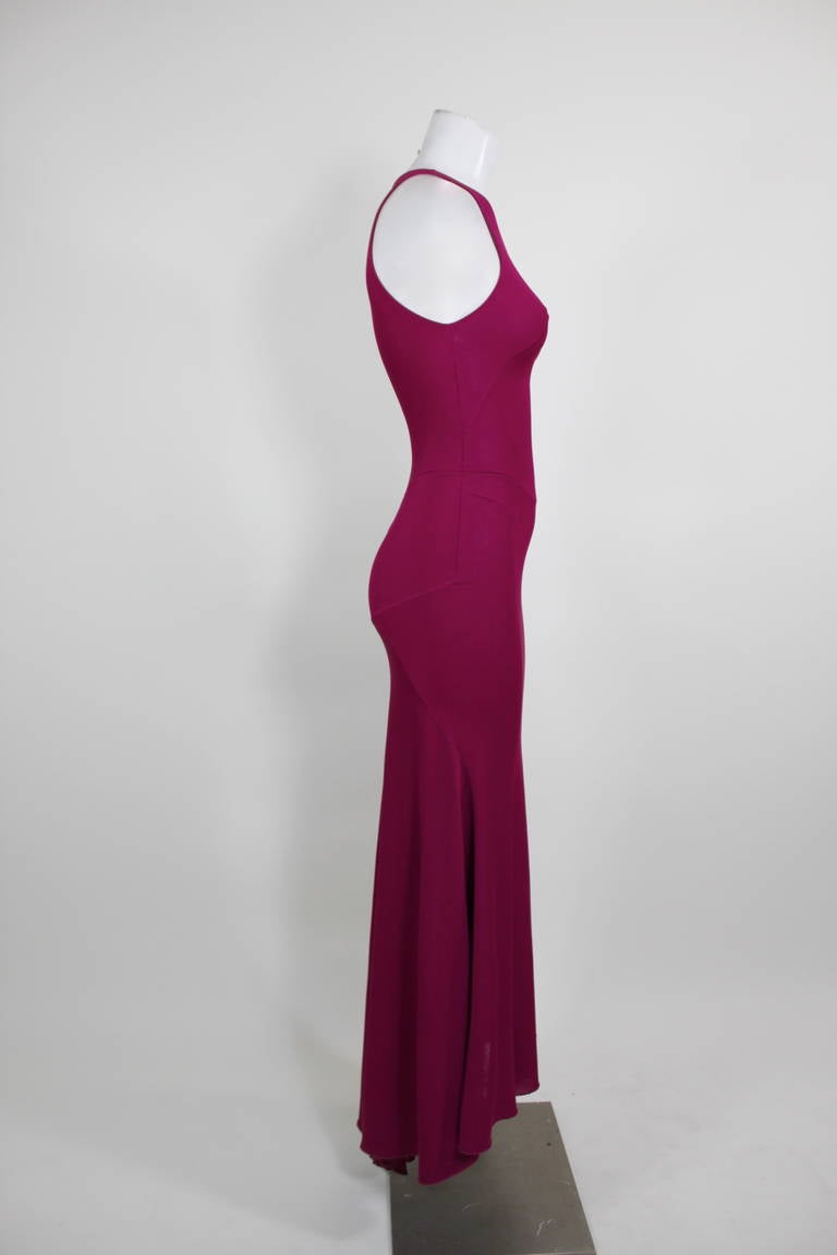 Alaïa 1990s Raspberry Sexy Jersey Bias Gown In Excellent Condition In Los Angeles, CA