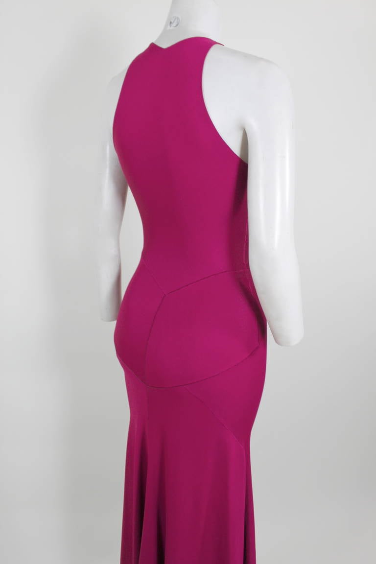 Alaïa 1990s Raspberry Sexy Jersey Bias Gown 2