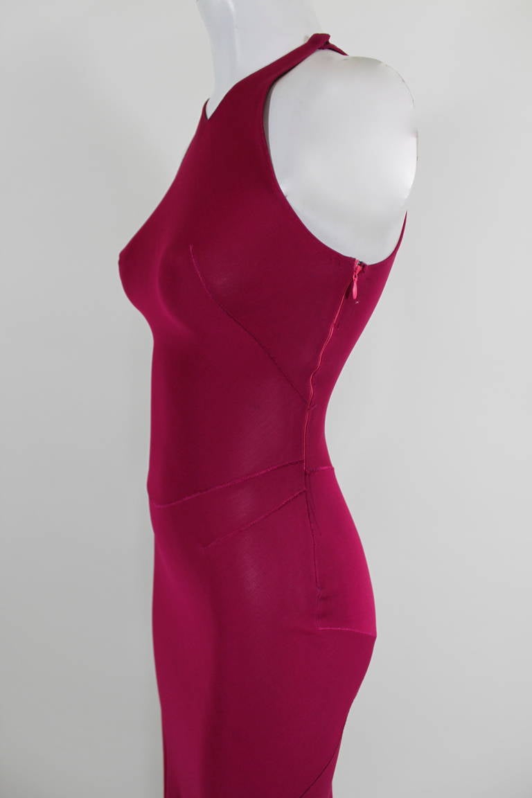 Alaïa 1990s Raspberry Sexy Jersey Bias Gown 4