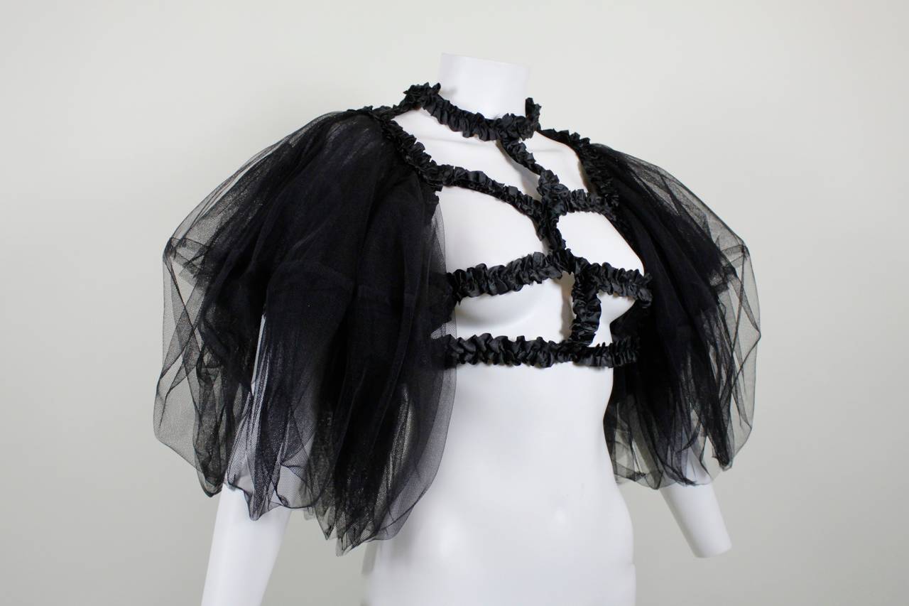 Black Comme des Garçons Tulle and Ribbon Cage Blouse