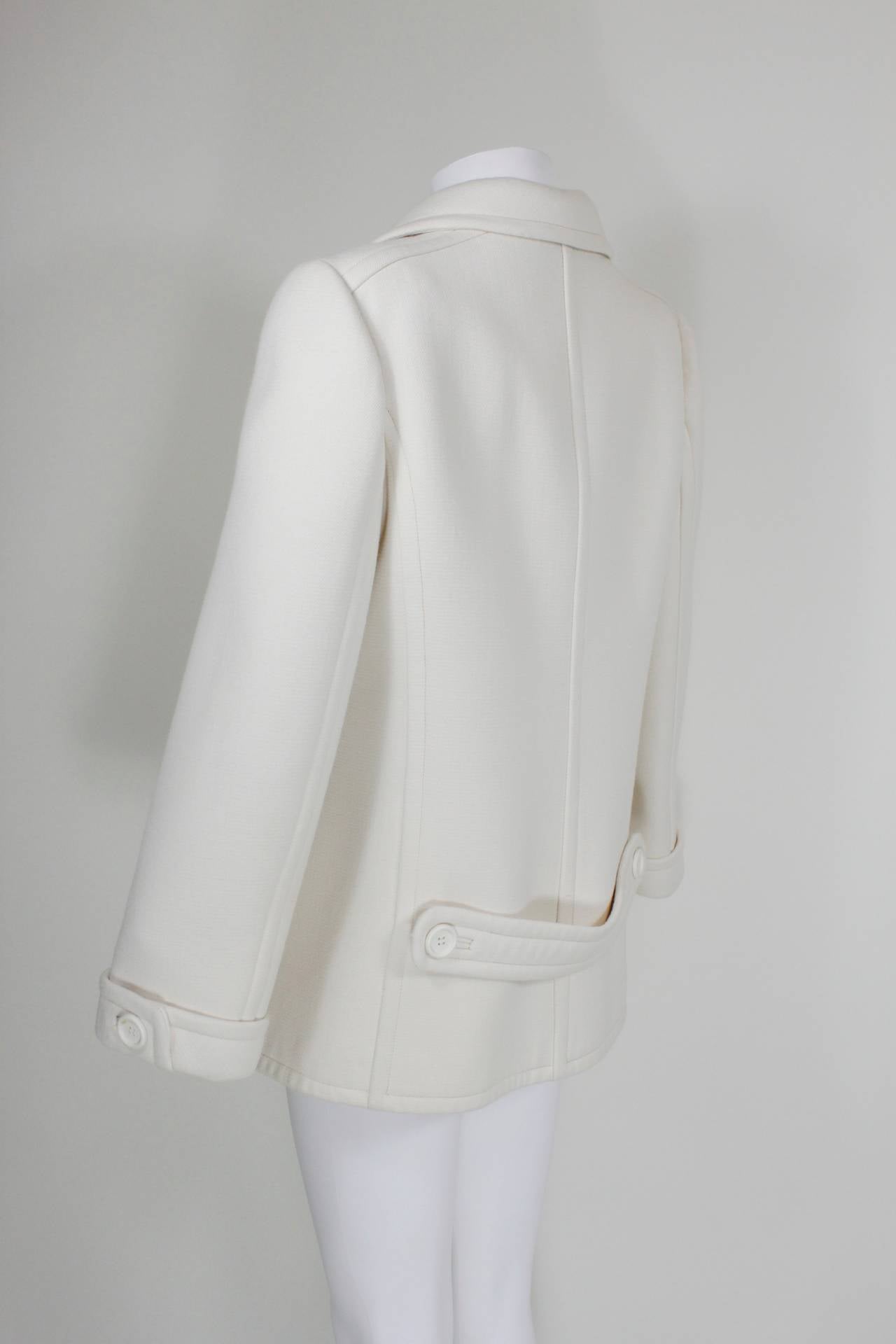 1960s Courréges Creme Wool Peacoat In Excellent Condition For Sale In Los Angeles, CA