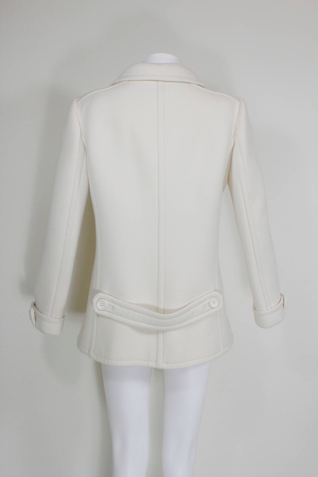 Women's 1960s Courréges Creme Wool Peacoat For Sale
