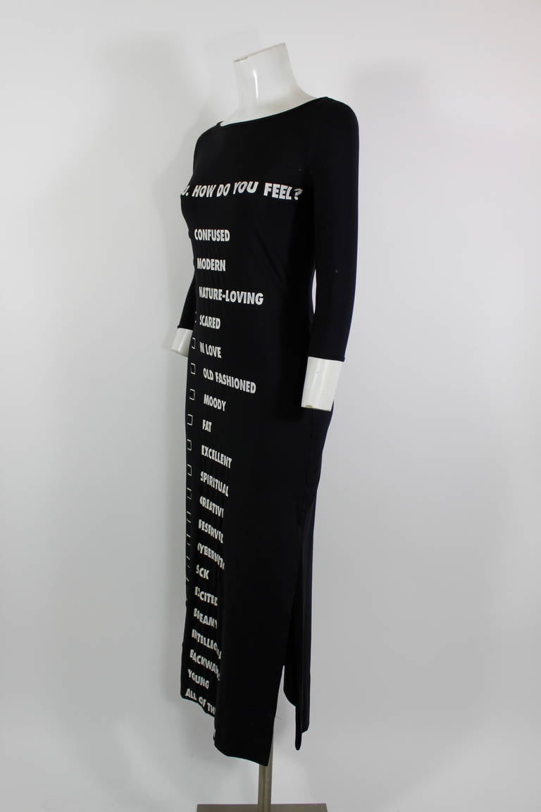 Moschino 2000 Black Millenium Checklist Maxi Dress In Excellent Condition In Los Angeles, CA