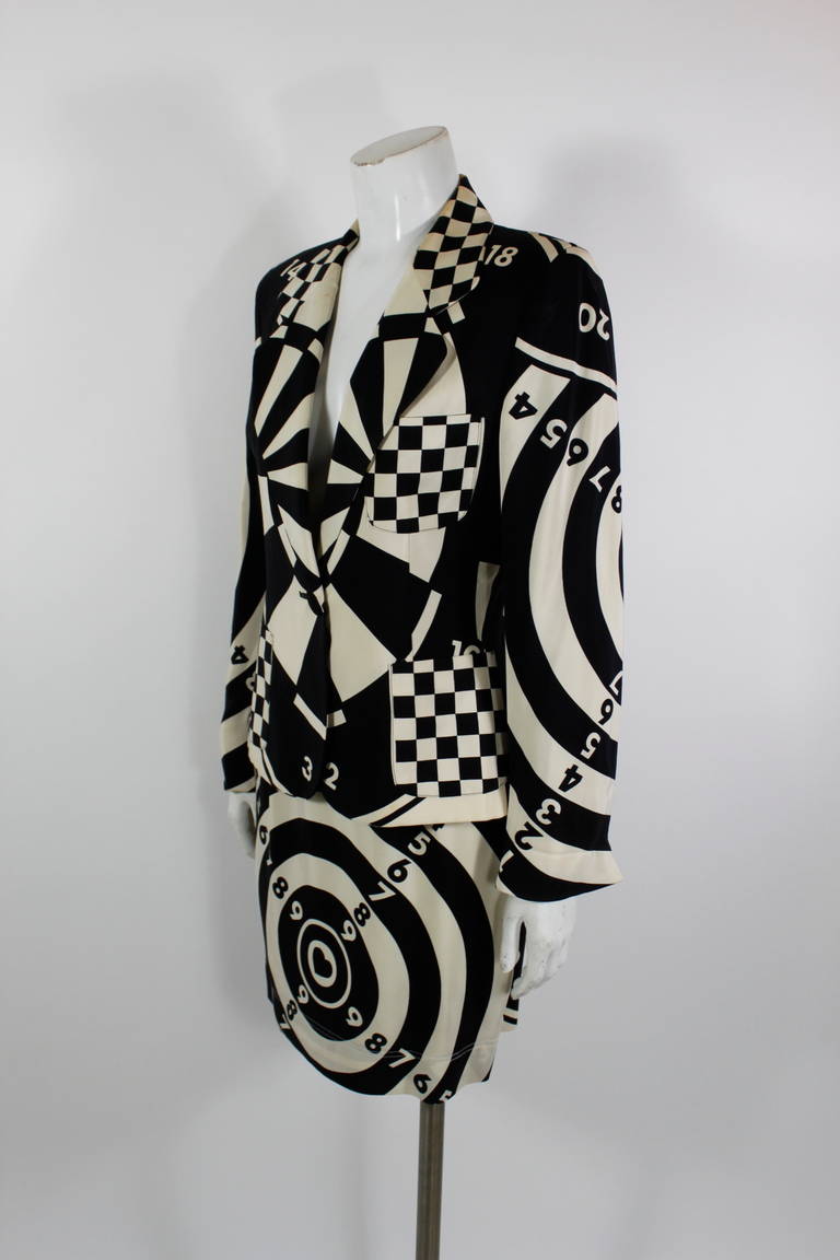 Moschino 1990s Black and White Bull's Eye Ensemble In New Condition For Sale In Los Angeles, CA