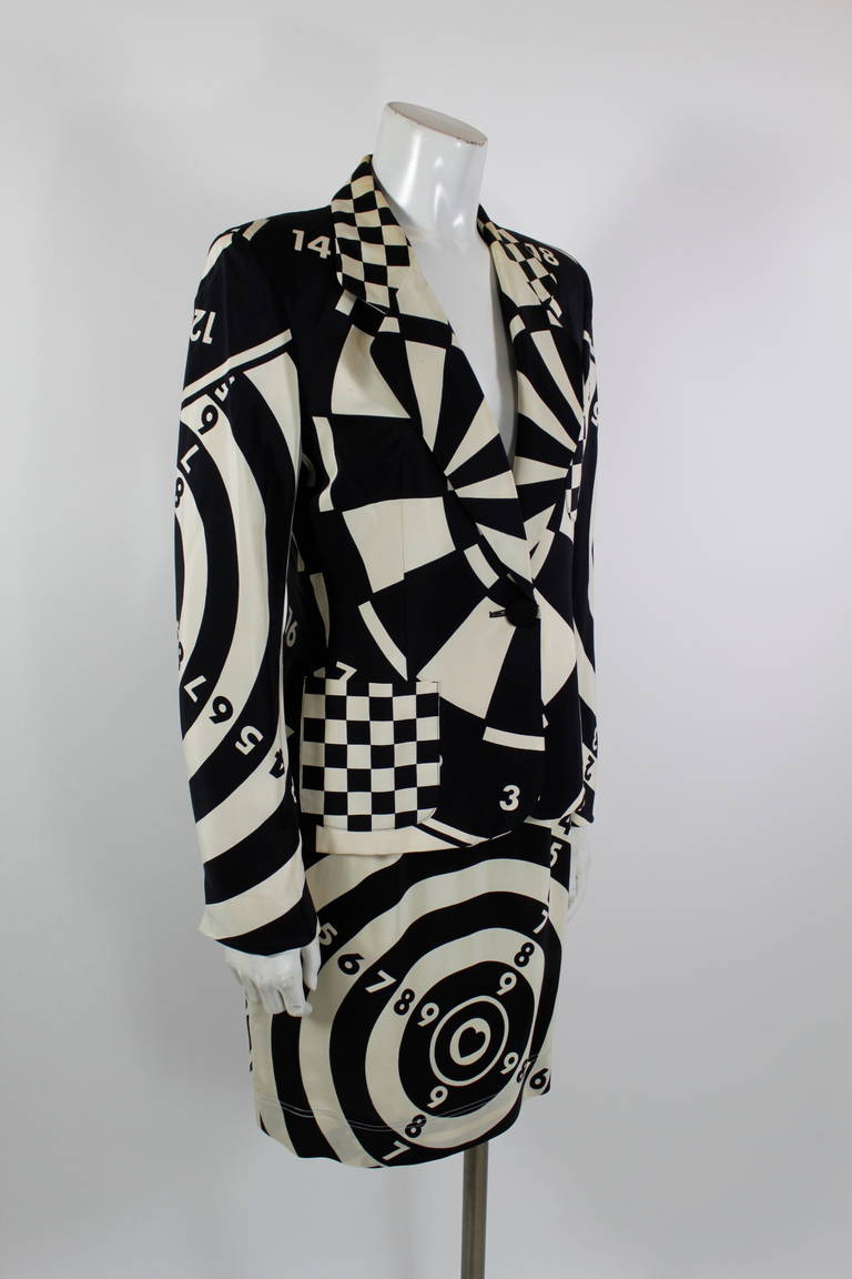 Moschino 1990s Black and White Bull's Eye Ensemble For Sale 3