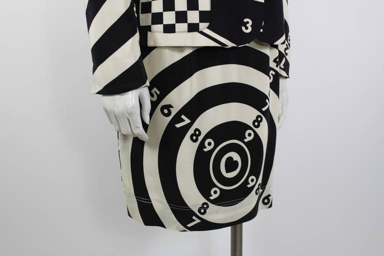 Moschino 1990s Black and White Bull's Eye Ensemble For Sale 5