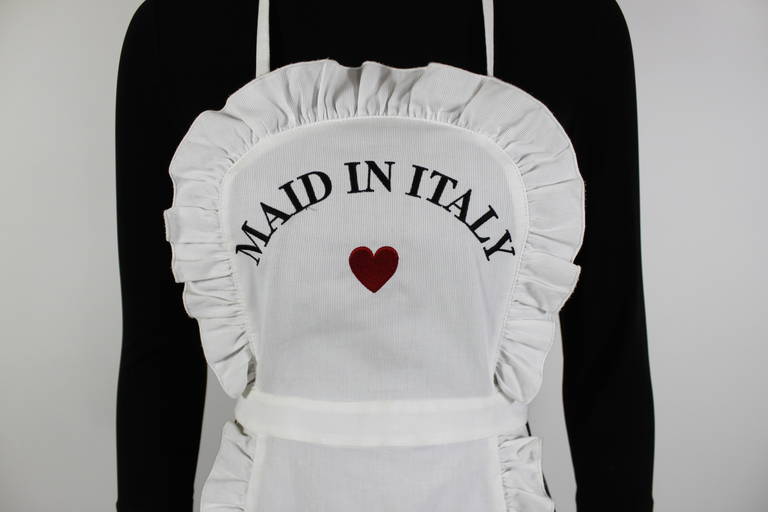 Always one to make a play on pop culture references, this "Maid in Italy" dress from Moschino Cheap & Chic is both literally (made) and figuratively (you get the picture) Italian. Complete with a functioning apron that is both sexy and