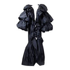 Tiered Black Taffeta Evening Coat
