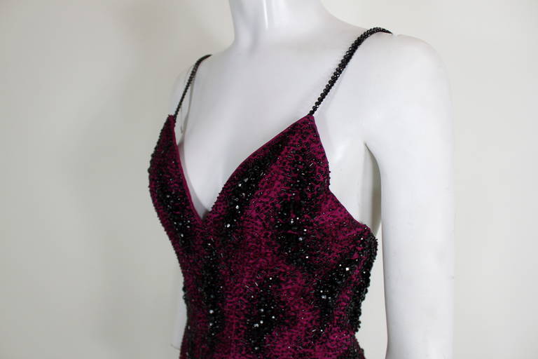 Sant' Angelo Maroon Black Beaded Asymmetrical Blouse In Excellent Condition In Los Angeles, CA