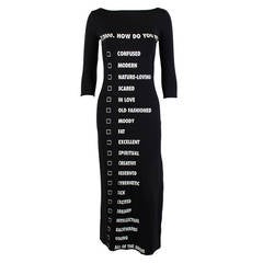 Moschino 2000 Black Millenium Checklist Maxi Dress