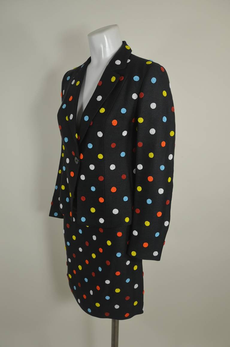 Black Moschino 1990s Candy-Colored Dots Woven Ensemble For Sale