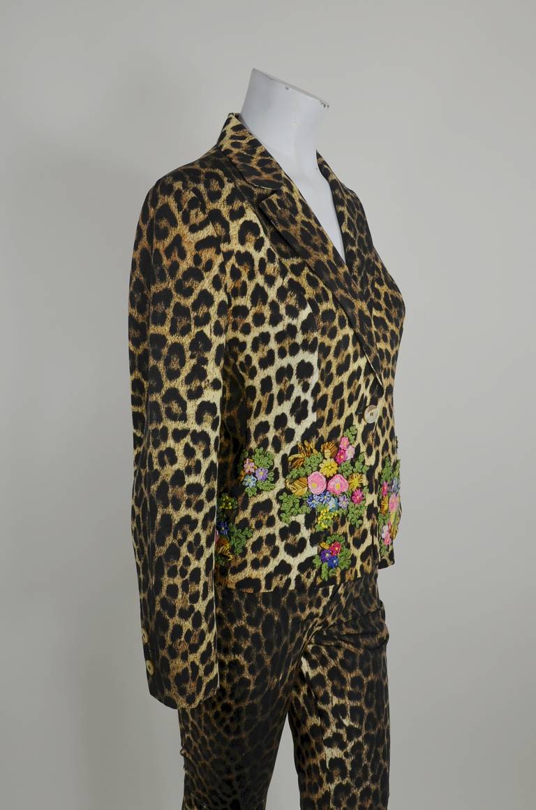 Moschino 1990s Leopard-Print Embroidery Three-Piece Ensemble In Excellent Condition For Sale In Los Angeles, CA