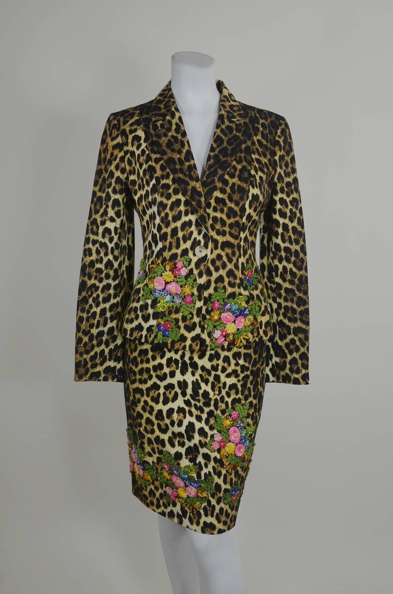 Moschino 1990s Leopard-Print Embroidery Three-Piece Ensemble For Sale ...