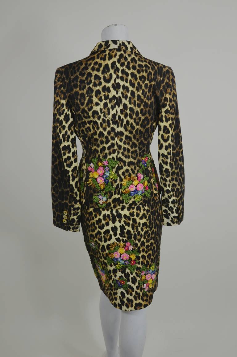 Moschino 1990s Leopard-Print Embroidery Three-Piece Ensemble For Sale 3
