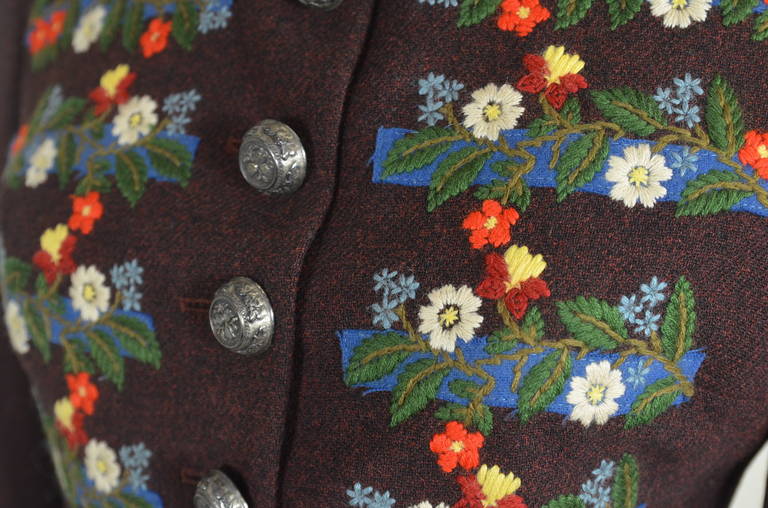 Women's Moschino 1990s Brown Tyrolean Motif Tweed Suit For Sale