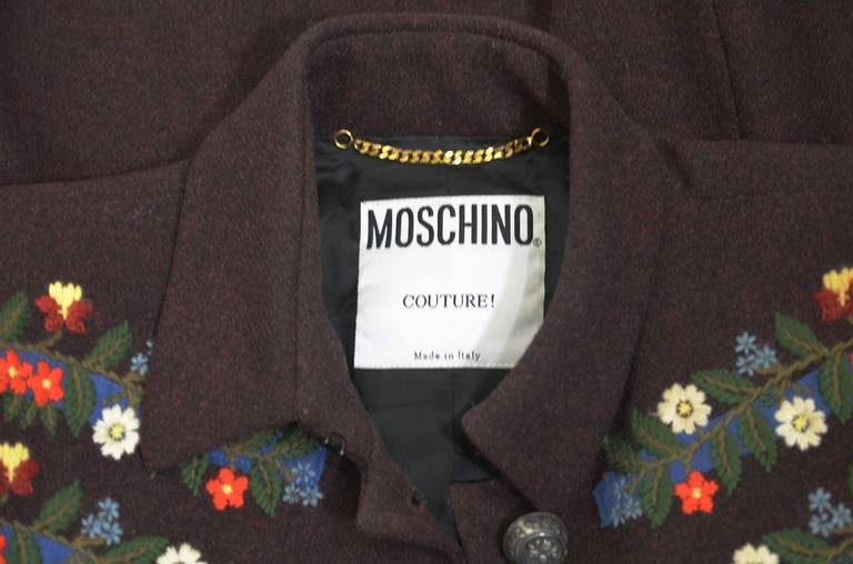 Moschino 1990s Brown Tyrolean Motif Tweed Suit For Sale 4